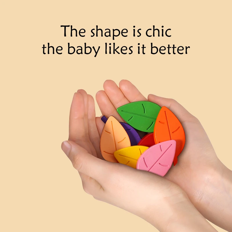 Hot Sale Custom crayons for children 25 Color Toddlers Non Toxic Crayons Bagged Wax Crayon with Leaf Shape