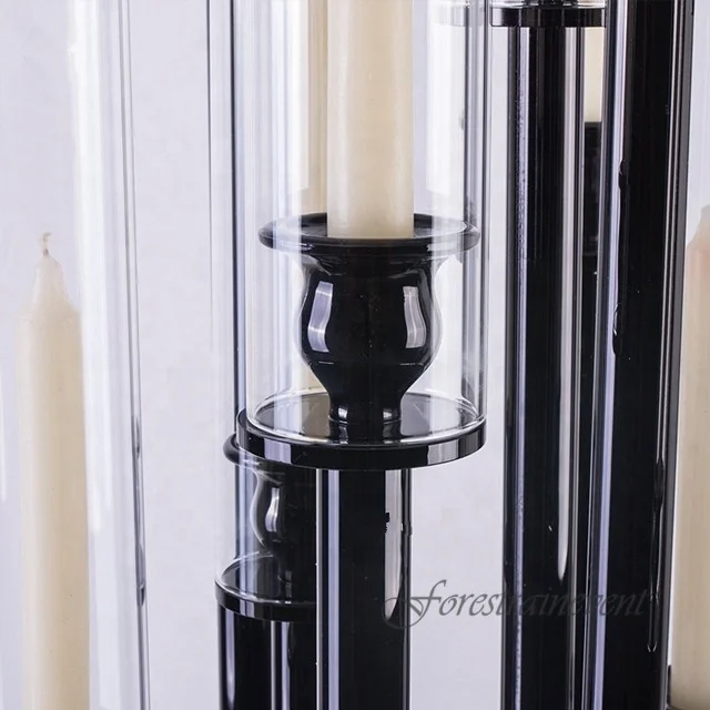 Black Metal Candelabra 8 Heads Candlestick Candle Holders Stands Wedding Table Centerpieces Flower Road Lead Party Decoration