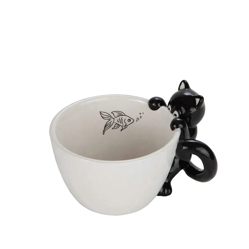 Fine Dining Porcelain Modern Ceramic Cat 3D Coffee Mug Tea Mug
