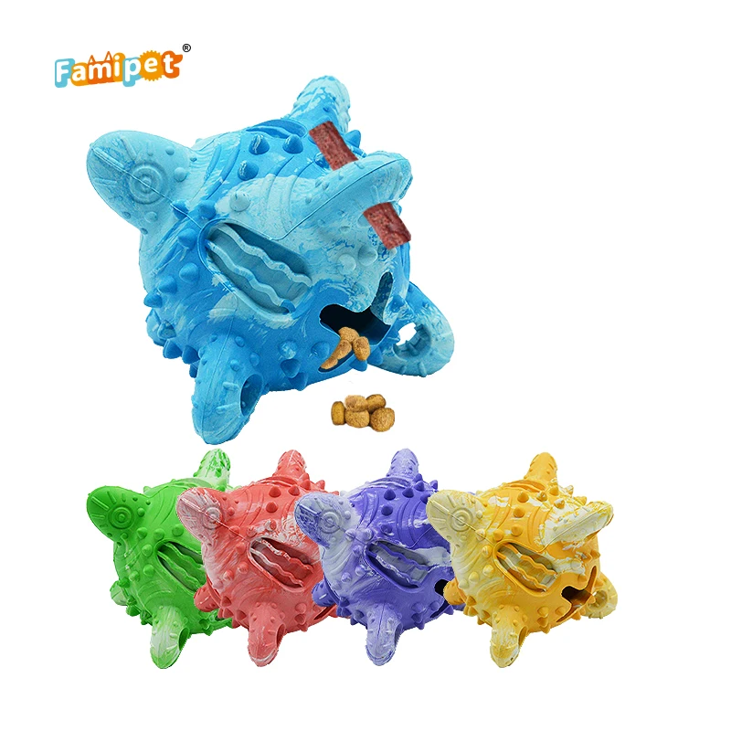 Famipet Manufacturer Wholesale Durable Natural Rubber Treat Dispensing Puppy Toy Indestructable Dog Toy Pet Chew Toy