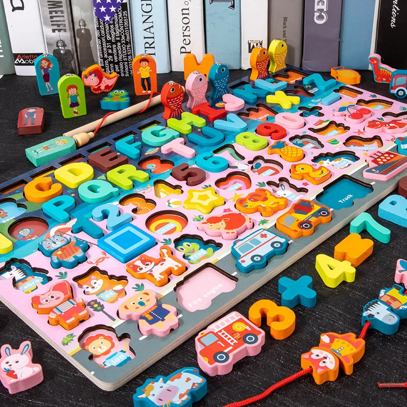 Wooden Numbers Jigsaw Puzzle Montessori Counting Number Blocks Educational Counting Toys Montessori Numbers Shapes