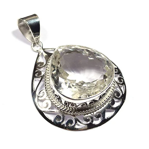 Top design popular style clear crystal sterling silver pendant jewellery