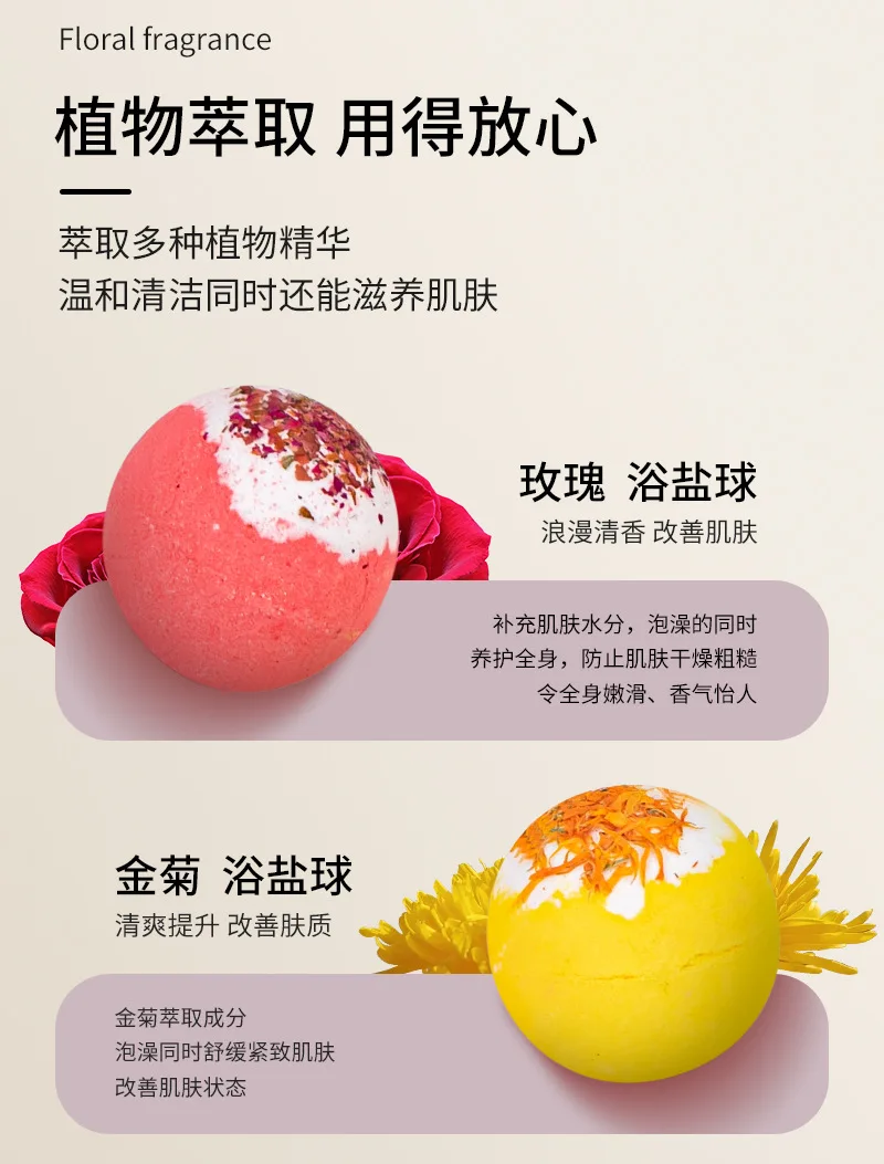 Wholesale private label 100g Supplies bubble bath bomb aromatherapy spa gift set Natural  Bath Bombs balls packaging