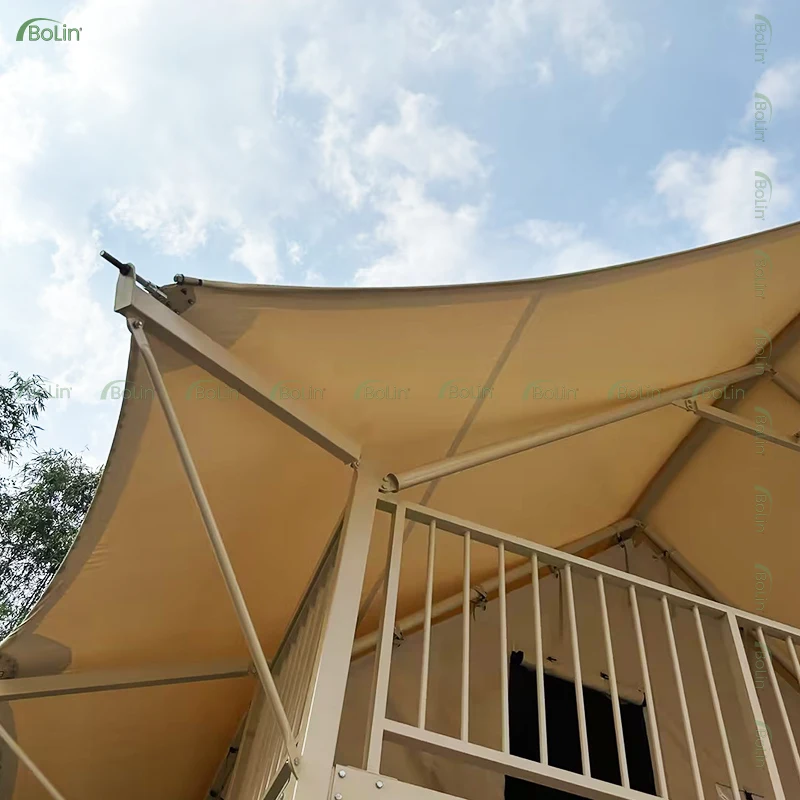 Prefab Boutique Lodges Outdoor Bilayer Glamping Hotel Wave Tent With Bathroom Tent House