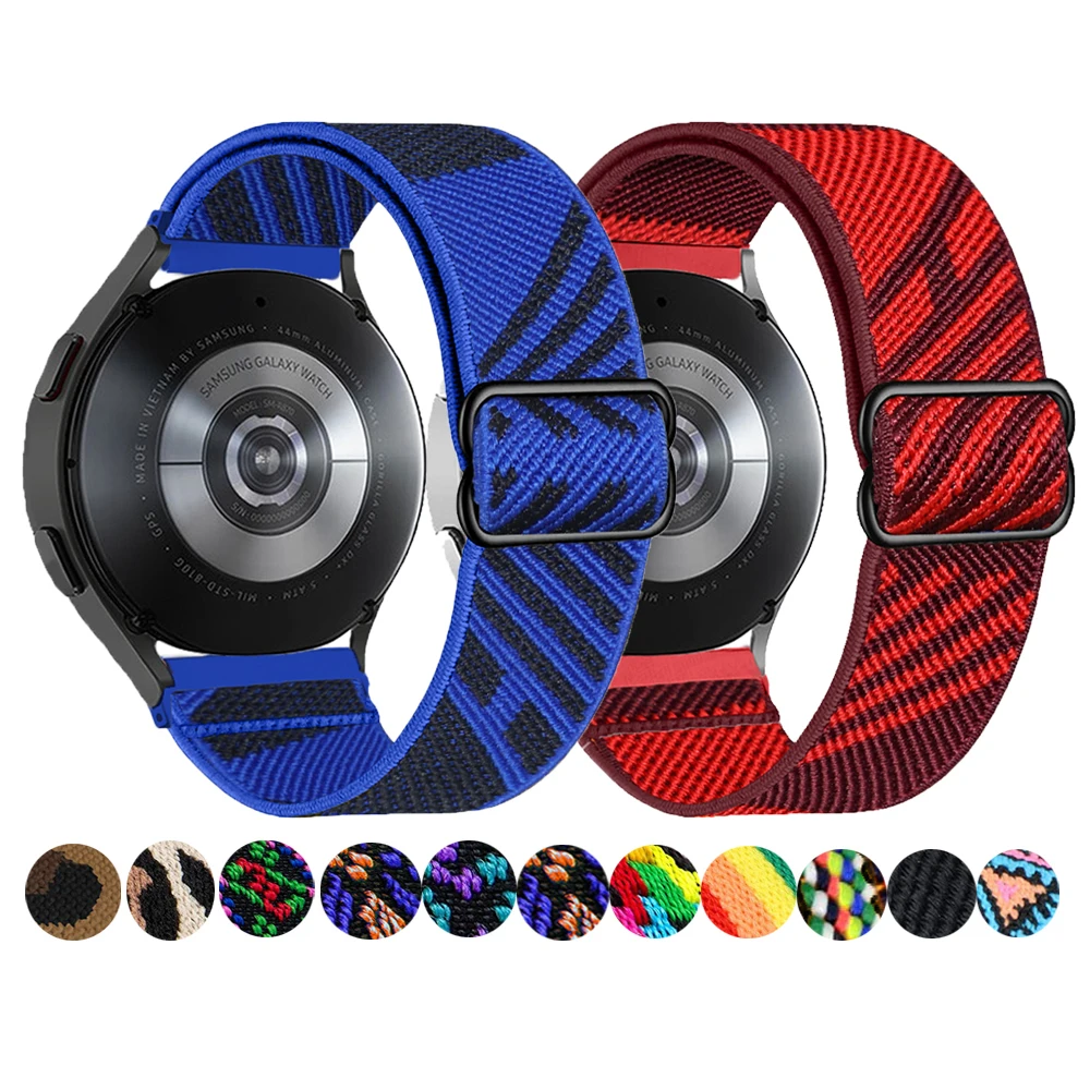 Tschick 20mm/22mm Strap For Samsung Galaxy watch 5/pro/4 44mm 40mm/Active 2/46mm/42mm Adjustable Elastic Nylon bracelet band