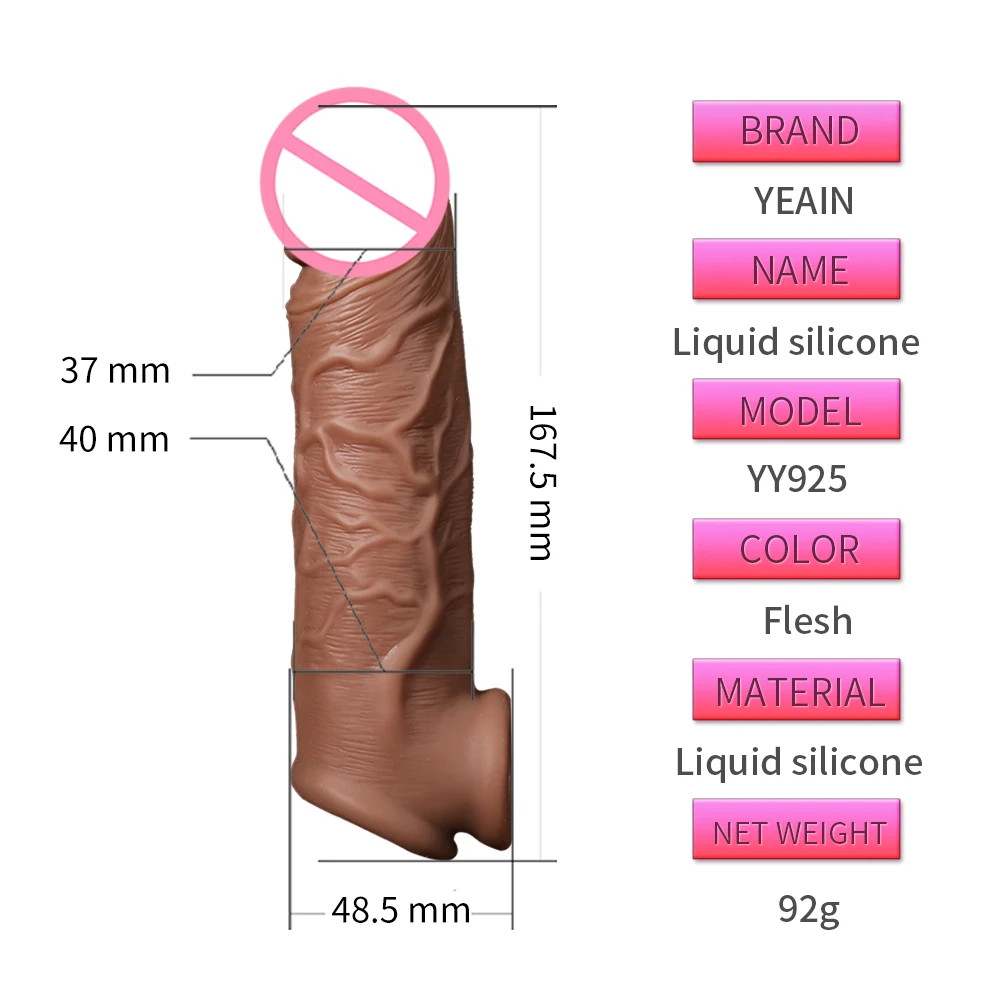 Hollow Dildo Cock Ring penis sleeve Aphrodisia Penis  Real Skin For Men
