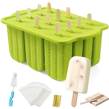 Custom Summer Hot Sales Ice Cream Tools With Wooden Sticks Silicone Popsicle Molds Custom Mini Silicone Ice Cream Popsicle Mold