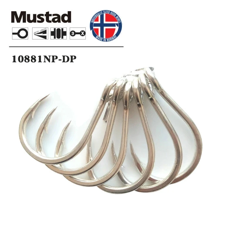 Mustad 10881NP-DT Super Strong 1/0 3/0 5/0 7/0 9/0 11/0 High Carbon Steel Saltwater Assist Hook Jigging