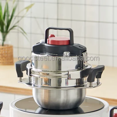 restaurant serving pot stainless steel fast cook pressure cooker cooking pot  cookware for restaurant with bamboo holder
