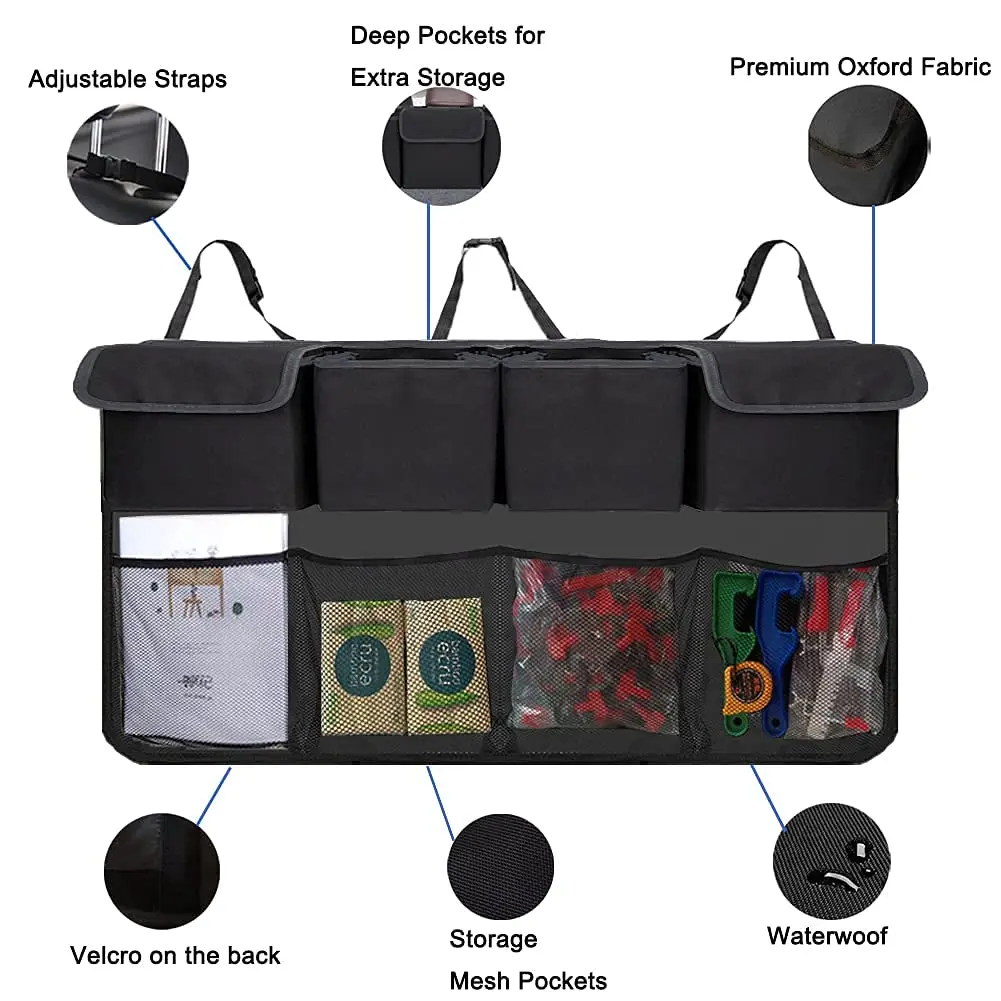 Factory Custom Backseat Hanging Organizer car organizer with 8 Large Storage Bag for SUV Trunk Space Saving Expert