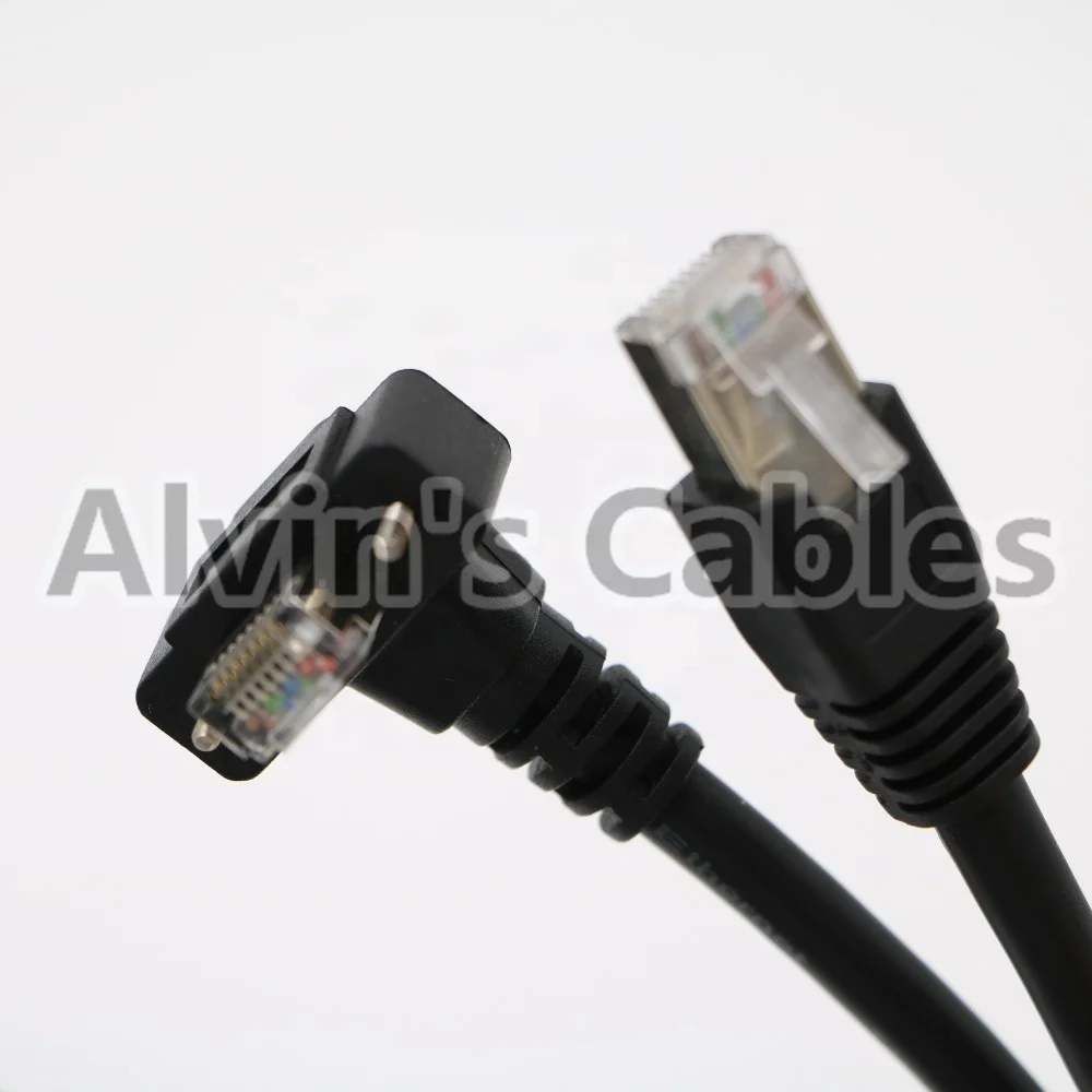 
GigE Cat6 Screw Lock horizontal Right Angle RJ45 DrC Cable for Basler Cameras 