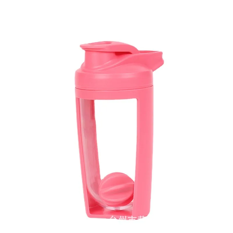 600ml Custom Logo Color Blender Double Layer Oversized Caliber Plastic Protein Sport Gym Shaker Bottle With Plastic Mixed Ball
