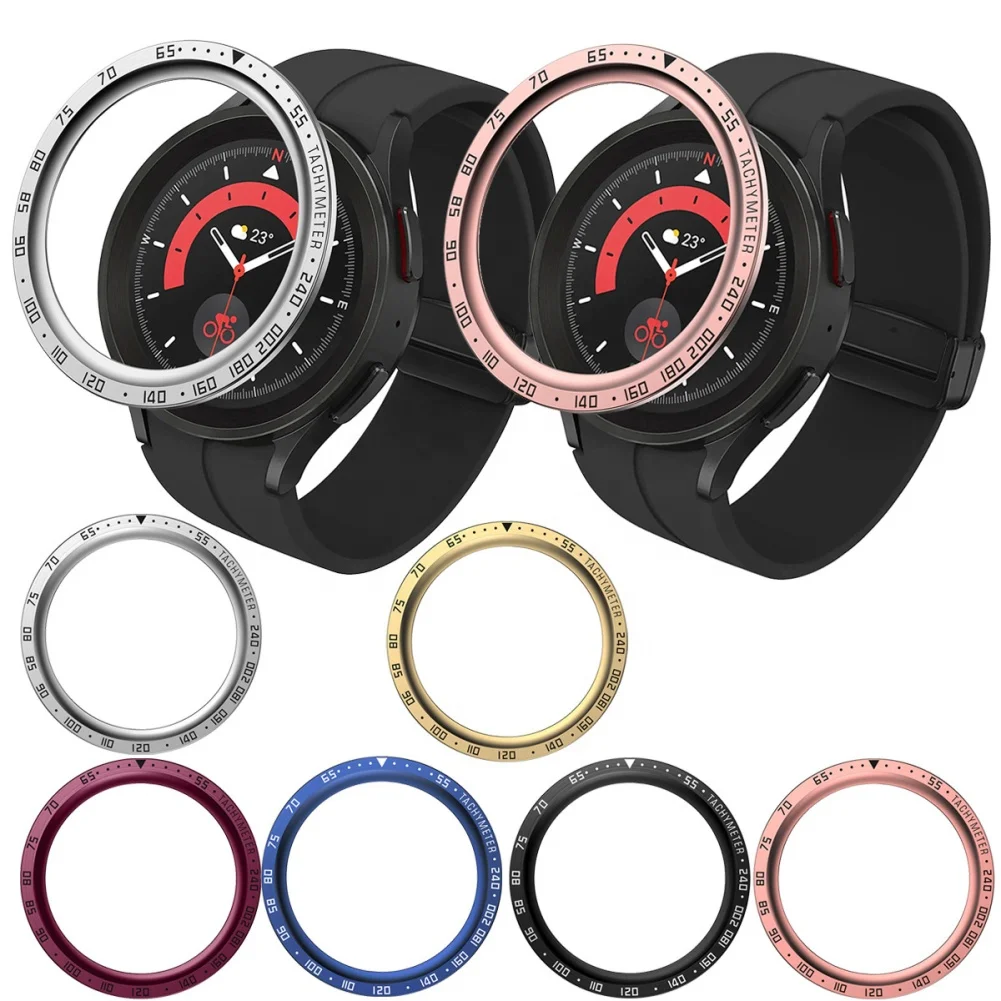 Aluminum Alloy Metal Bezel for Samsung Galaxy Watch 5 Pro 45mm Smartwatch Cover Sport Adhesive Case Bumper Ring