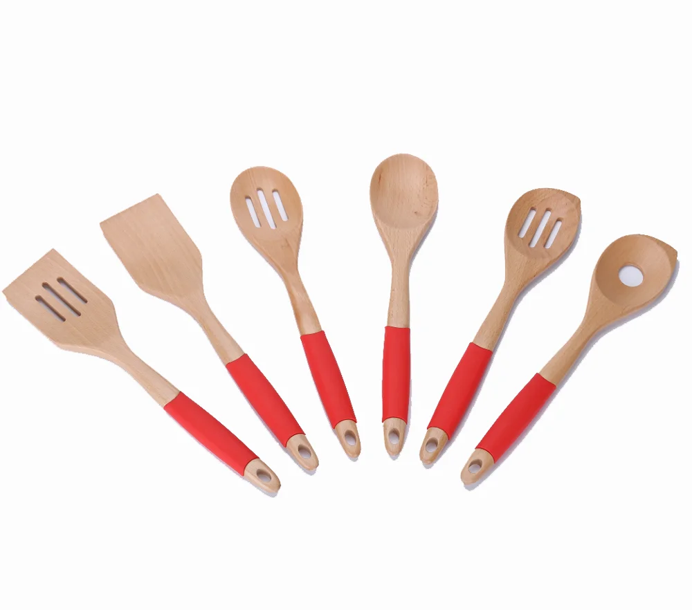 
OEM ODM Wooden Kitchen Tool Housewares with Handle Set Utensil 6Piece Fashion Wooden Bamboo Kitchen Cooking Tool Set 