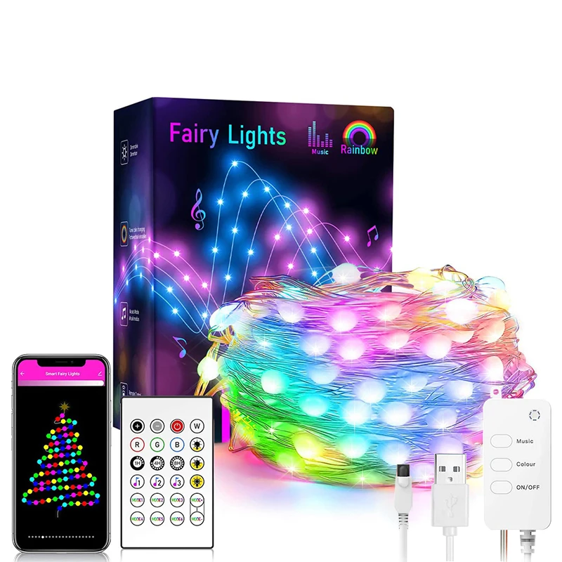 Waterproof Outdoor Home 5m LED Fairy String Lights Christmas Party Wedding Decoration Garland light music holiday lighting