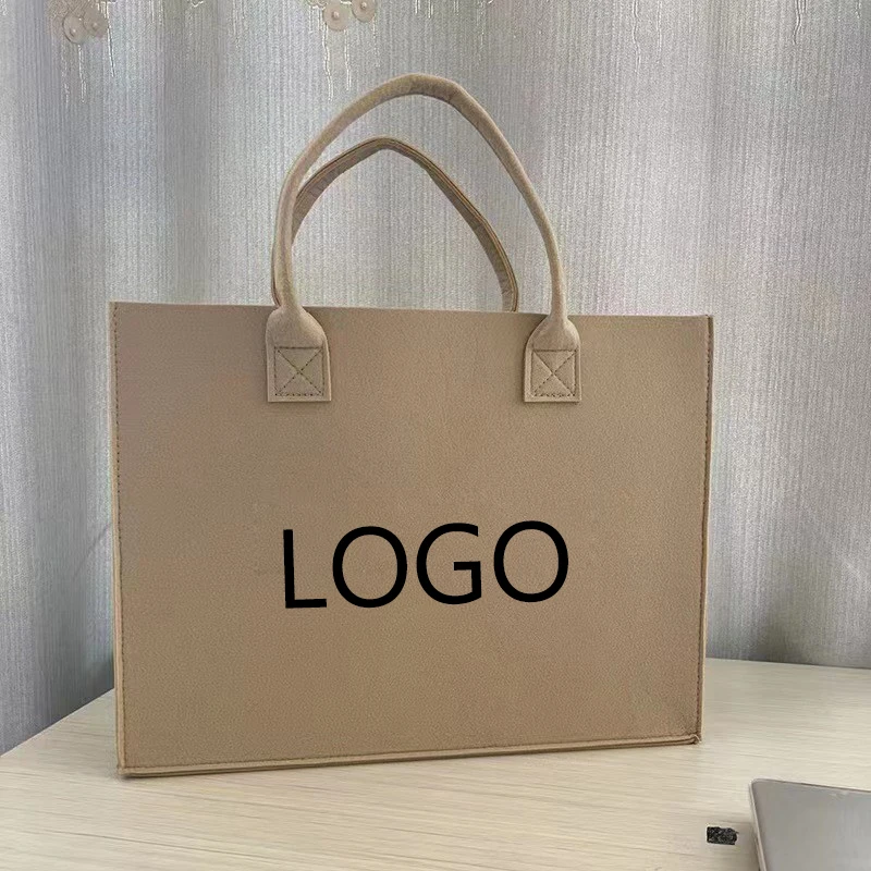Online Hot Same Type Fashion Parsimonious Letter Open Type Felt Shopping Tote Bags