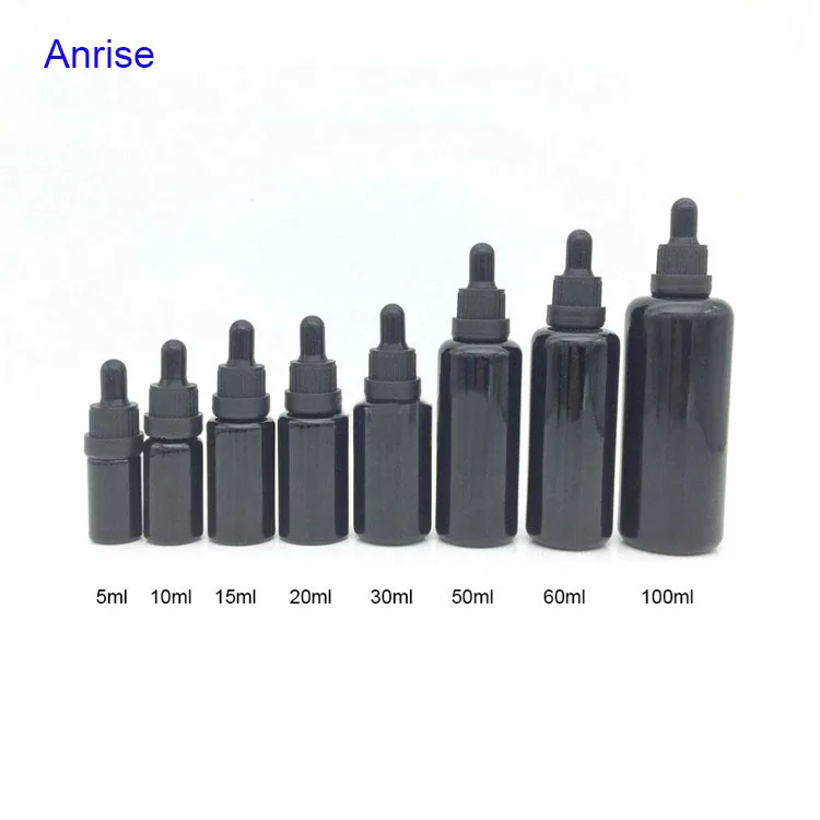 Luxury Skincare Cosmetic Packaging Essential Oil Serum Dark UV Violet Glass Bottle with Black Tamper Evident Droppper
