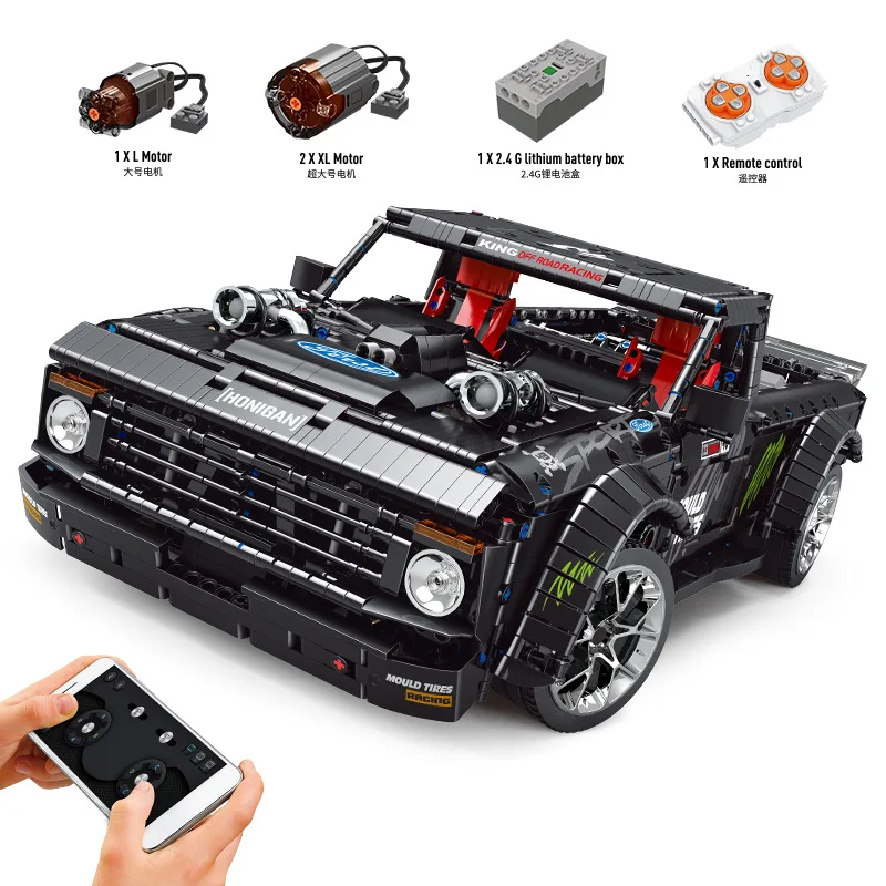 13082 technical Black pickup Remote control car 3695+pcs/set Building Blocks Bricks For Kids Christmas Gifts