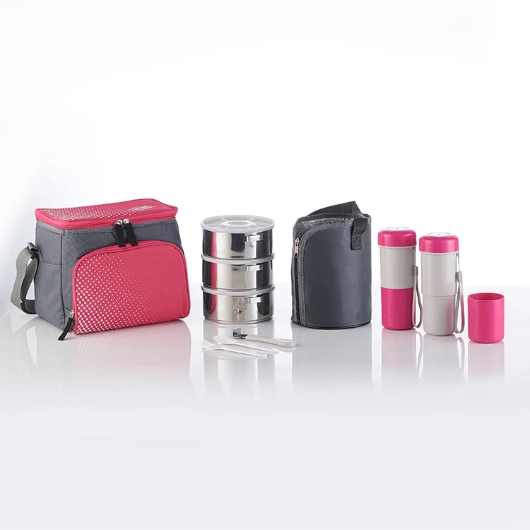 
Outdoor Picnic School Kids Meal Container SS Lunch Box Water Bottle Reusable Cooler Thermal Lunch Bag 