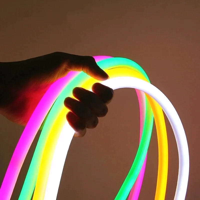 360 Degree Glowing Led Neon Flex Strip Round Diameter 20mm 22mm 25mm 40mm RGB DMX Flexible Silicone Neon Tube LED Rope Lights