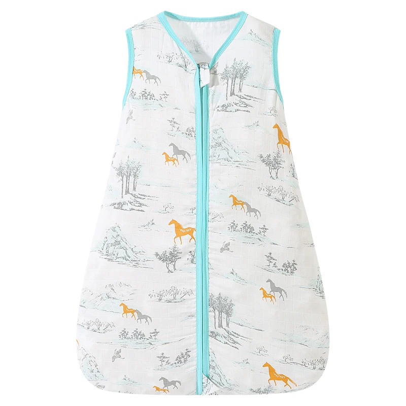 Kids Cartoon Print Sleeping Bags Bamboo Soft Baby Pajamas Girl Double Zipper Sleeping Sack