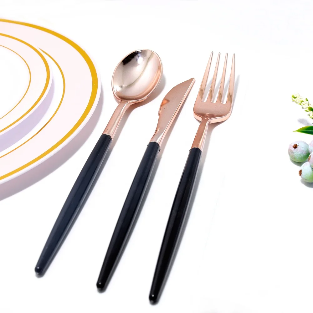 Vintage Style Gold Plastic Silverware Reusable