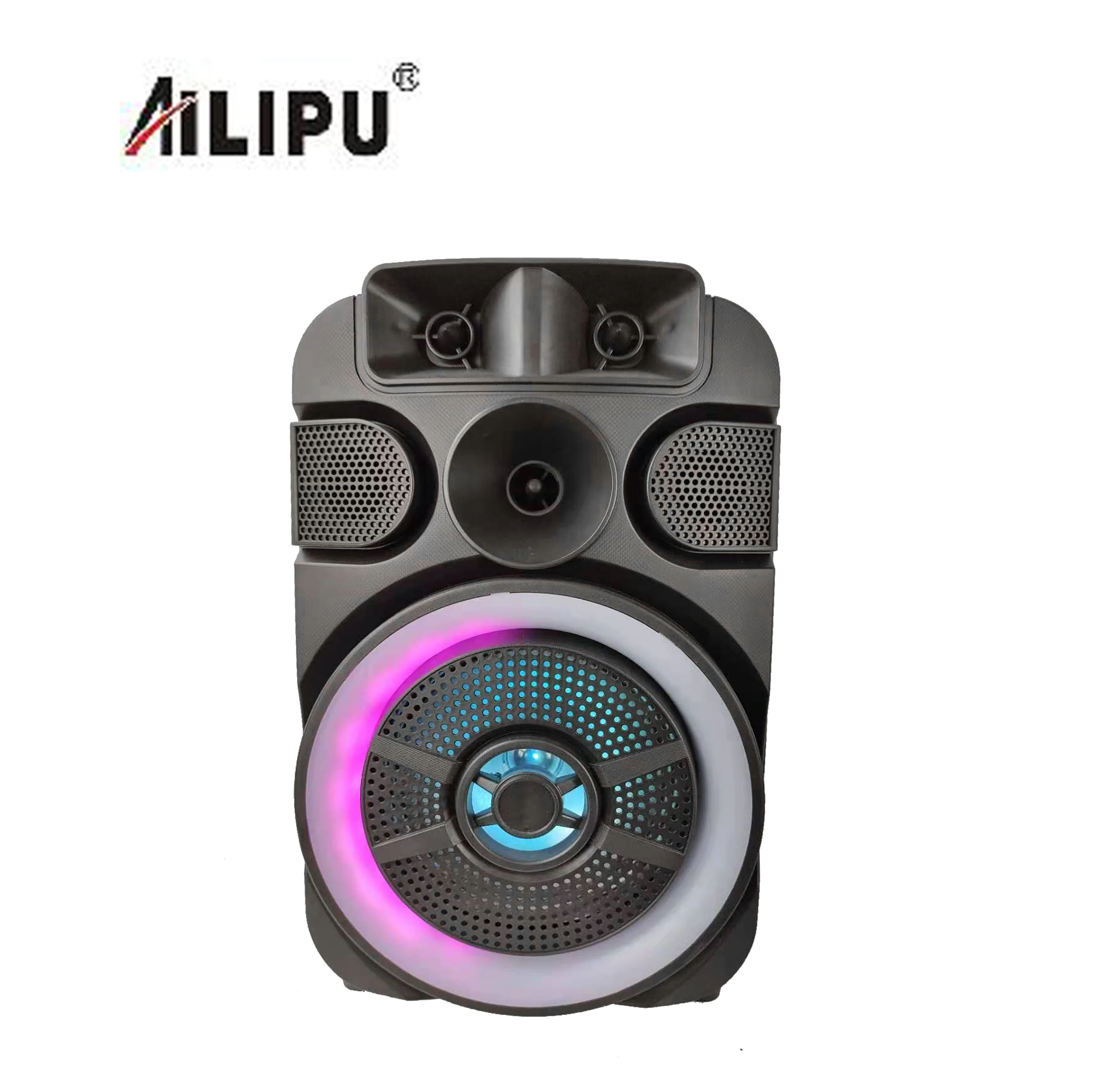 ailipu SP878D outdoor  portable bt karaoke wireless party  8 Inch Speakers led light party karaoke trolley Speaker