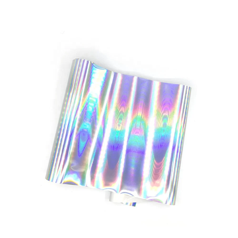 holographic rainbow hot foil stamp heat transfer transparent roll paper for plastic textile and leather