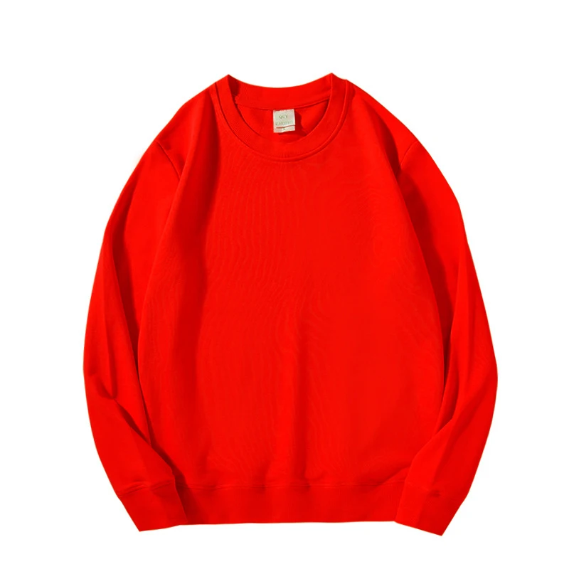 Solid color 380 grams plus velvet  brand hoodie pure cotton round collar logo