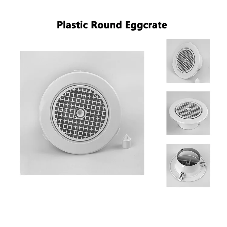Plastic Round Eggcrate Ceiling Air Vent Circular Diffuser with Disc Air Valve Eggcrate