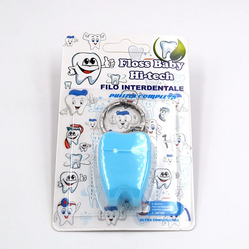 Custom Dental Floss, Silk Dental Floss 15m Printing Logo KeyChain Tooth Shaped Dental Floss