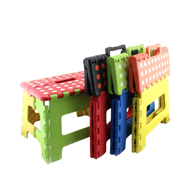 Super strong non slip small square plastic folding stool for kids adult