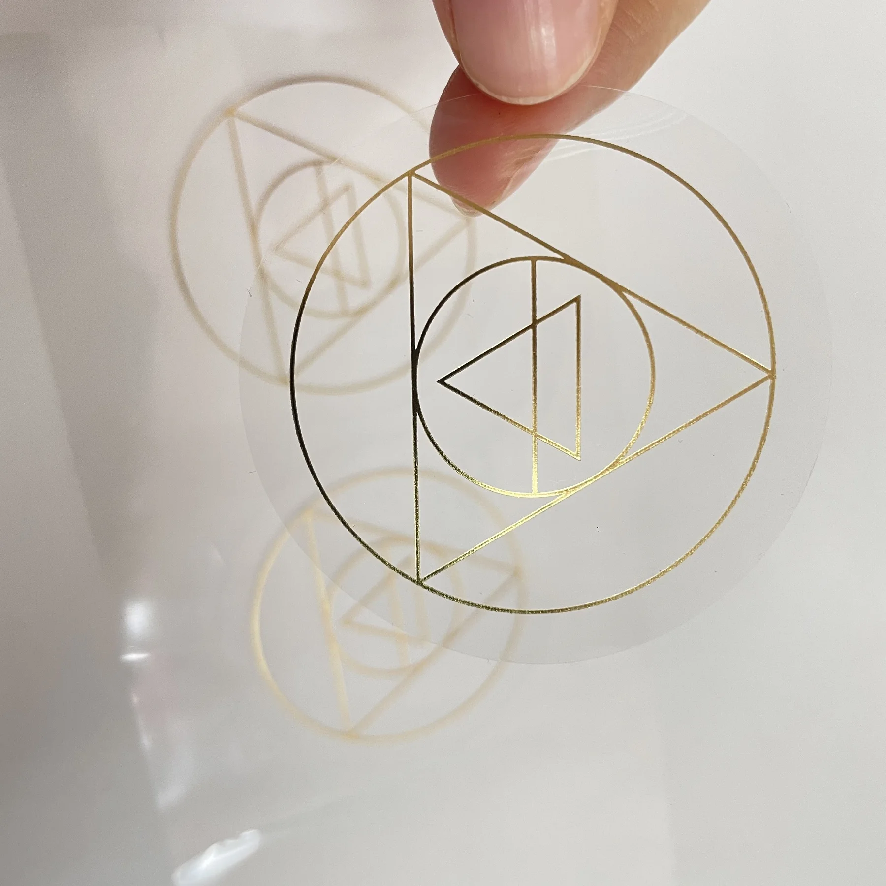 Custom Printing Waterproof Self Adhesive Transparent Clear Vinyl Gold Stickers
