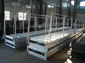 ship long aluminum telescopic wharf gangway ladder with handrail,hand winch