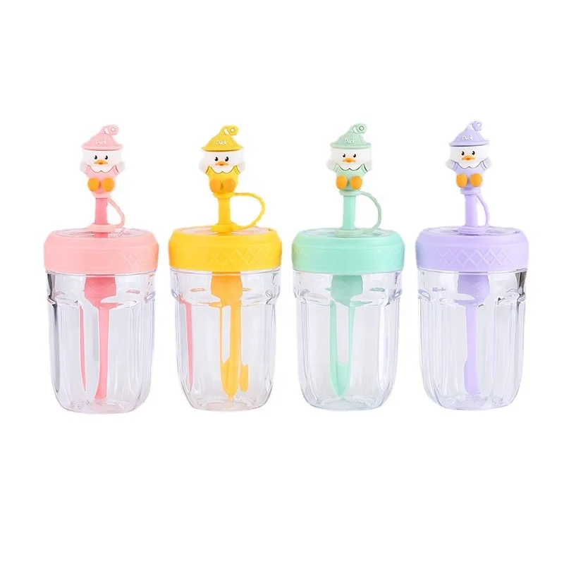 Hot sale wholesale cute milk tea reusable cups transparent drinking cup with straw reusable plastic mug