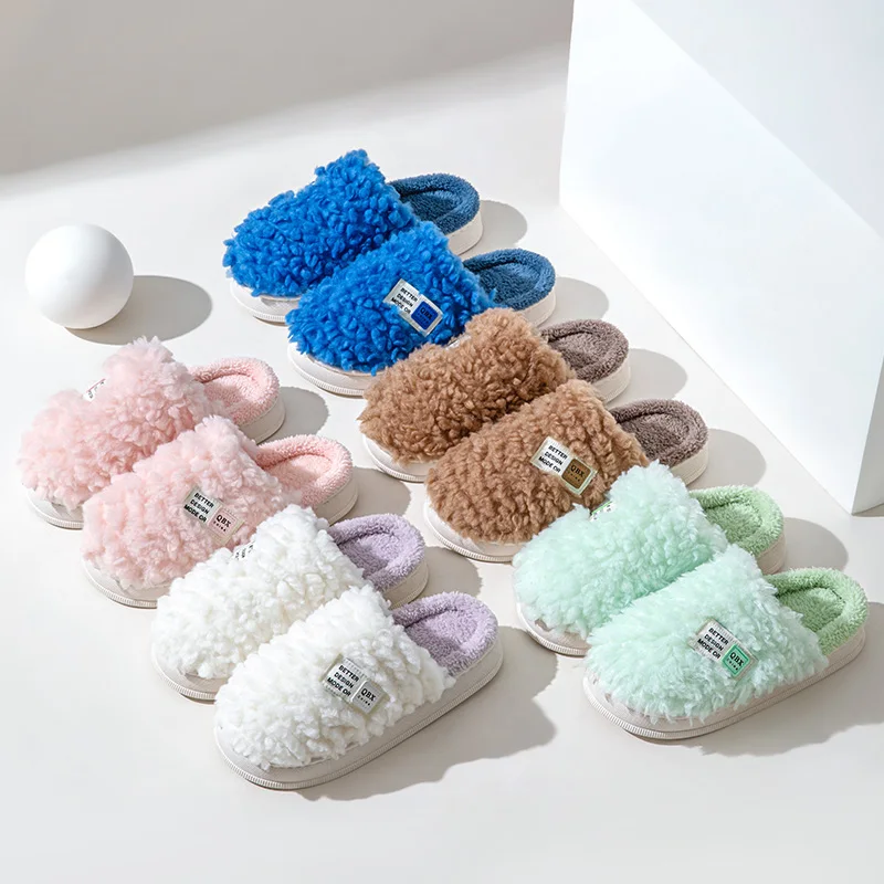 Hot Sale Furry Cozy Slippers Coral Fleece Slipper Rubber Sole Cute Warm Slippers For Winter