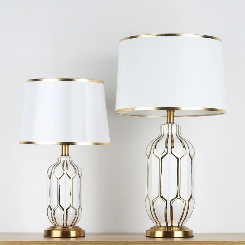Gold Metal Ceramic Vase Side Table Light E27 Hotel Home Decor Desk Lighting Modern Bedroom Bed Lamp Luxury Bedside Table Lamp