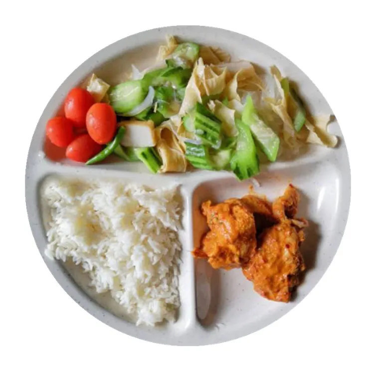 Bamboo Fiber Melamine Nutritional Divider plate/diet plate/healthy plate for adult