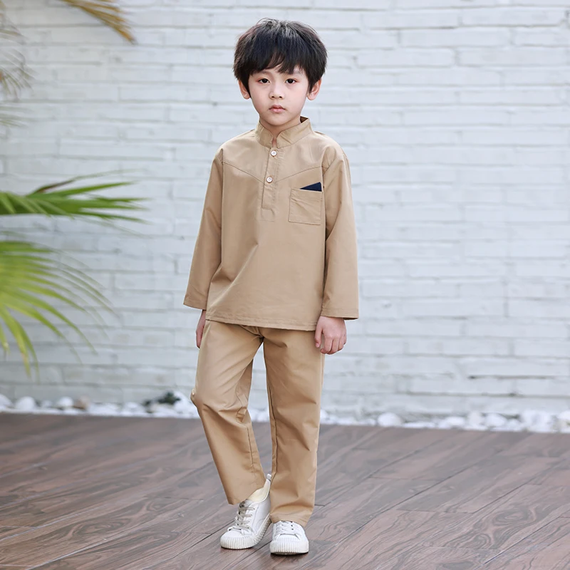 Fashionable Designer Boy Long Sleeve Outfits Sets Kids Sets Clothes Boys Muslim Clothing Baju Melayu