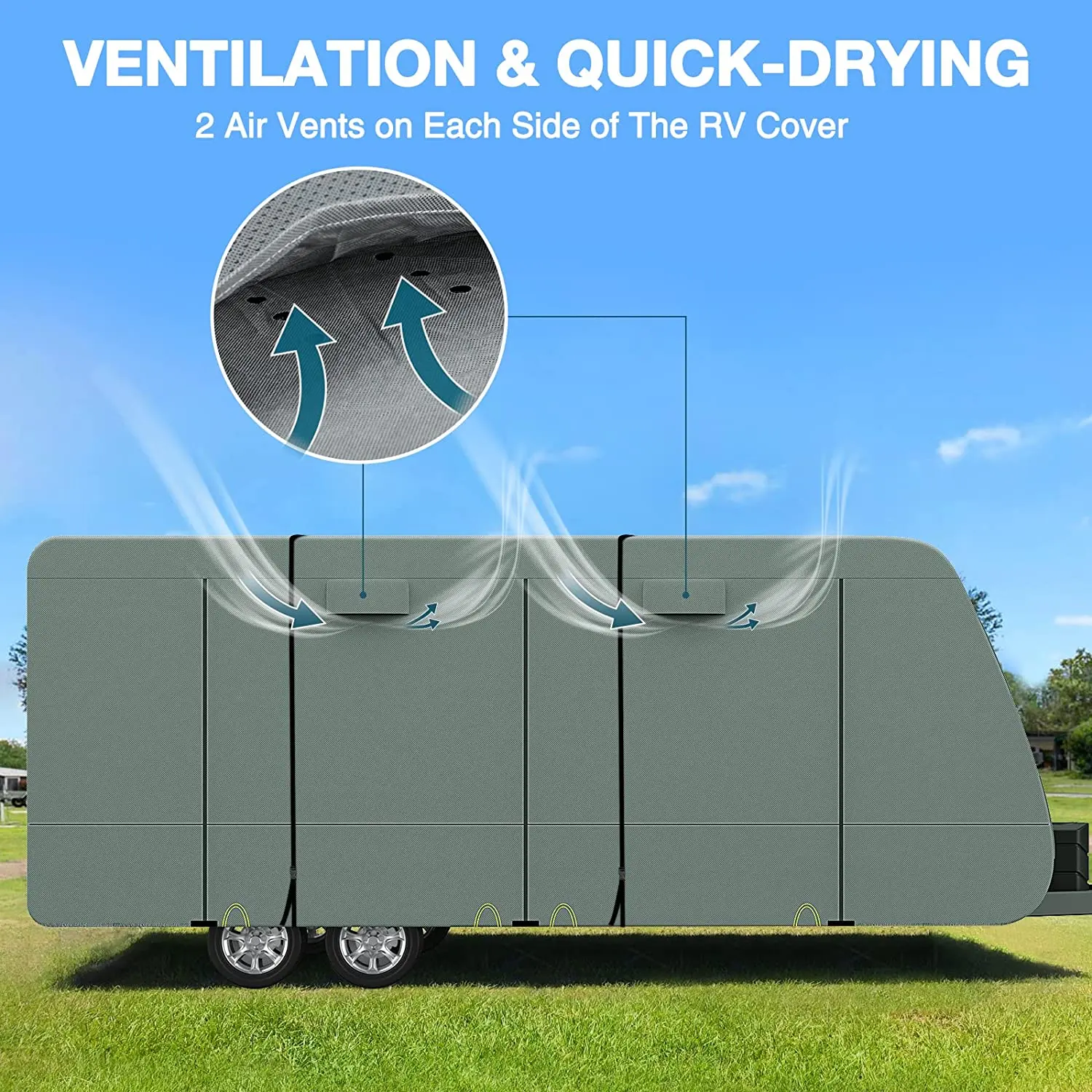 6 уровней, верхняя крышка для дорожного прицепа, RV, сверхмощный Чехол для кемпинга, 24 дюйма, 1 дюйм-26 дюймов, защита от УФ-лучей, остановка на разрыве, дышащий