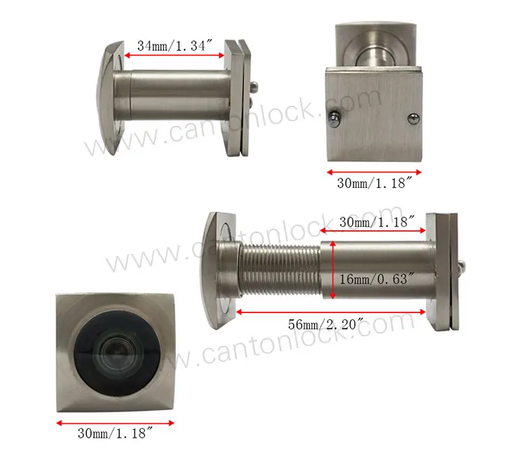 Wide Angle Square Type Door Peephole Viewer, Hyland OEM DV11  Brass Material  Wooden Door Viewer