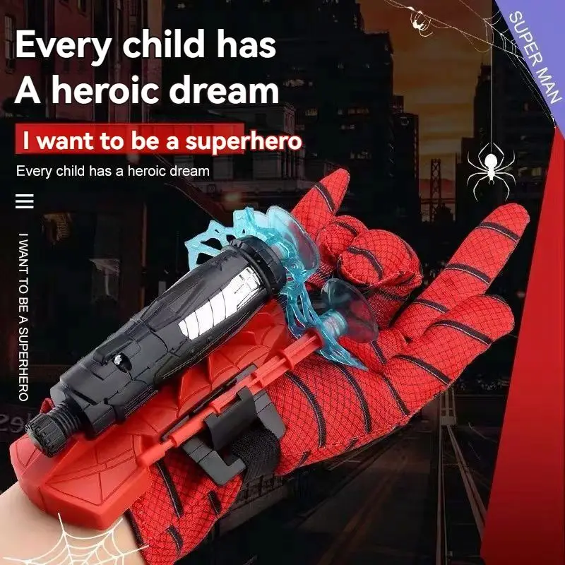Cosplay Spider Man Toys Pretend Super Man Bow And Arrow Launcher Web Shooter Safety Wrist Toys Games For Kids