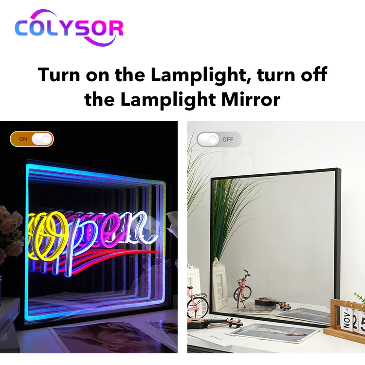 Custom Open Sign Letters Brand Logo Lighting For Wall Decoration LED Neon Infinity Mirror