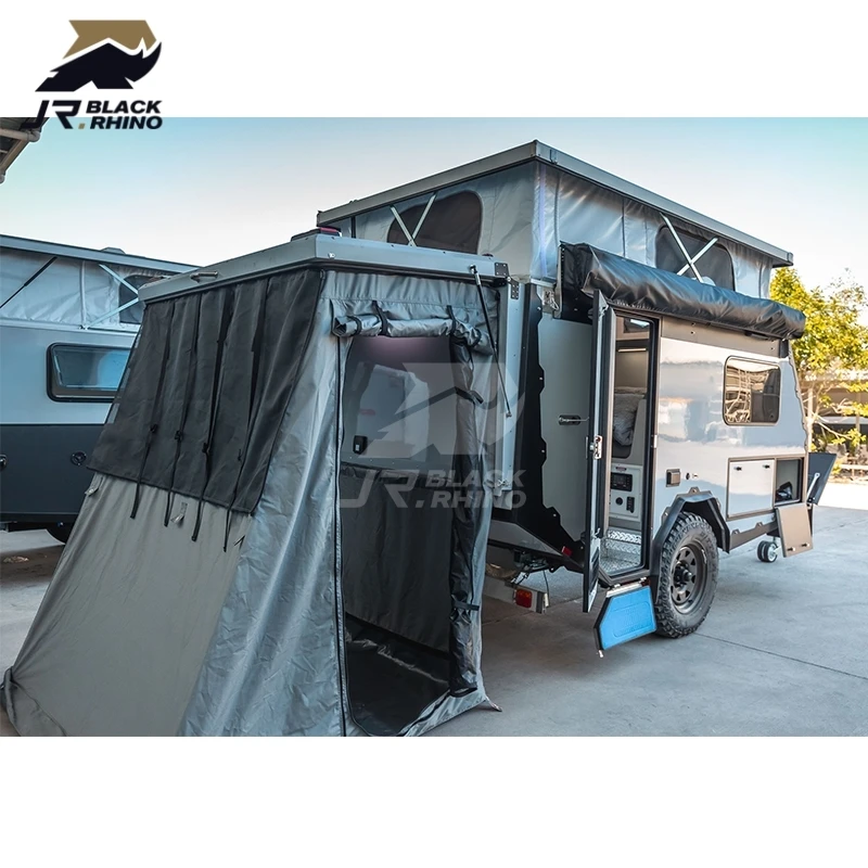 Camping Pickup Travel Trailers Caravan Movable Casa Rodante Wohnmobile 12Ft Off-Road Hybrid Rv Caravan