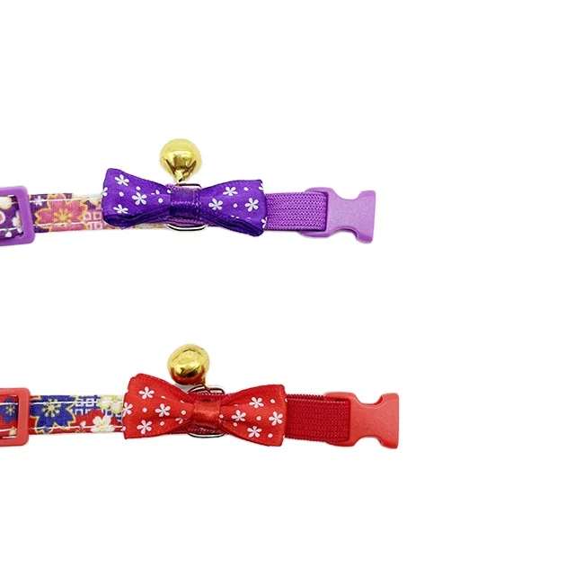 C4P Wholesale pet accessories cat collar breakaway buckle puppy dog  cat collar para perro with bell flower cat collar