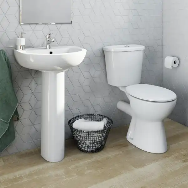  Modern design bathroom rimless close coupled europe ceramic toilet suite with full pedestal