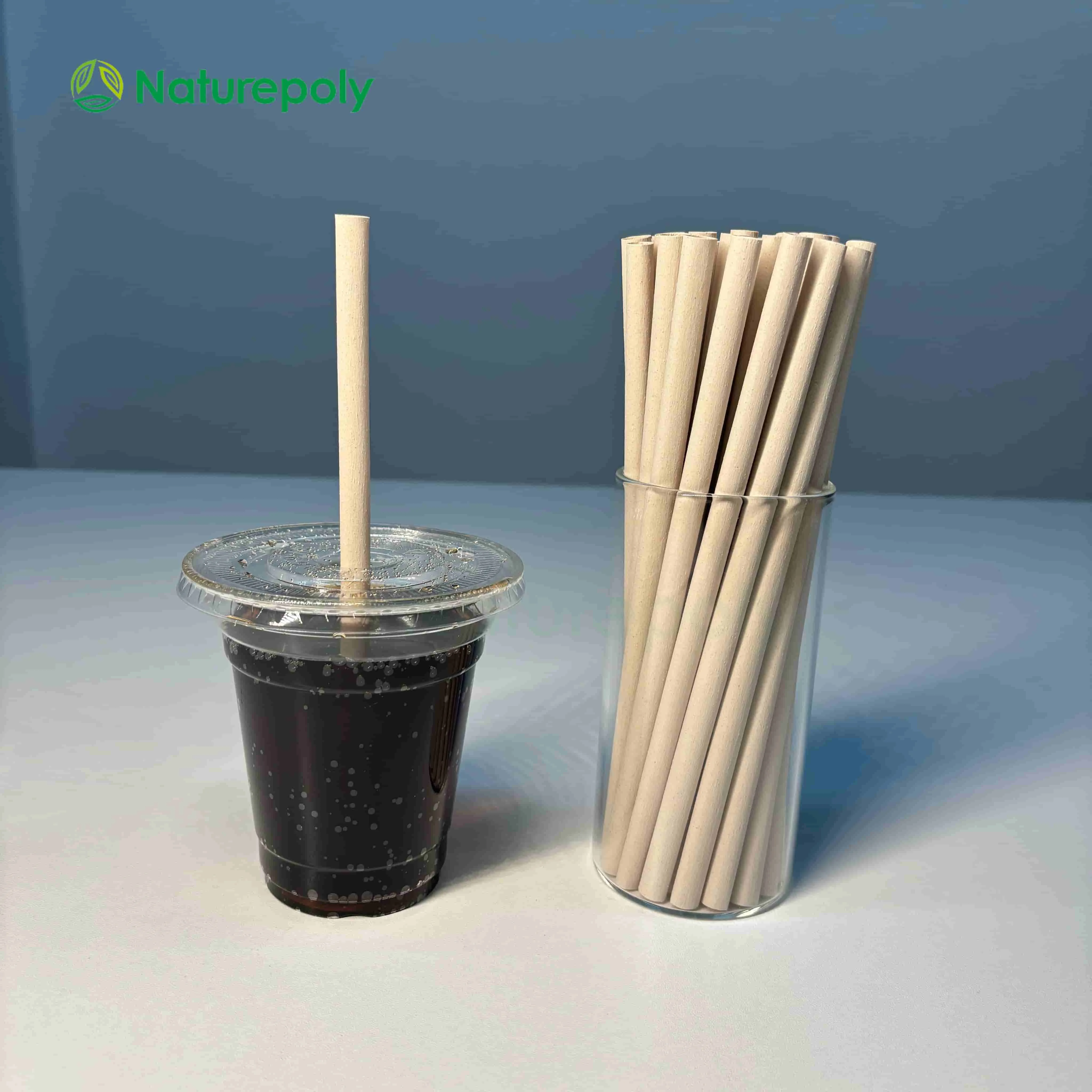 Naturepoly 6mm 8mm 12mm Wholesale Eco-friendly Compostable Juice Tea Cold Drink Nature Bamboo Fiber Drinking Straw Biodegradable