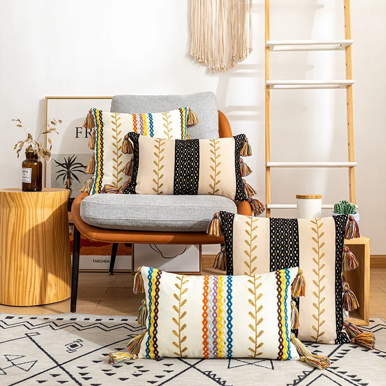 Ворсовые украшения для дома boho оптовая продажа декоративные наволочки марокканские ворсовые