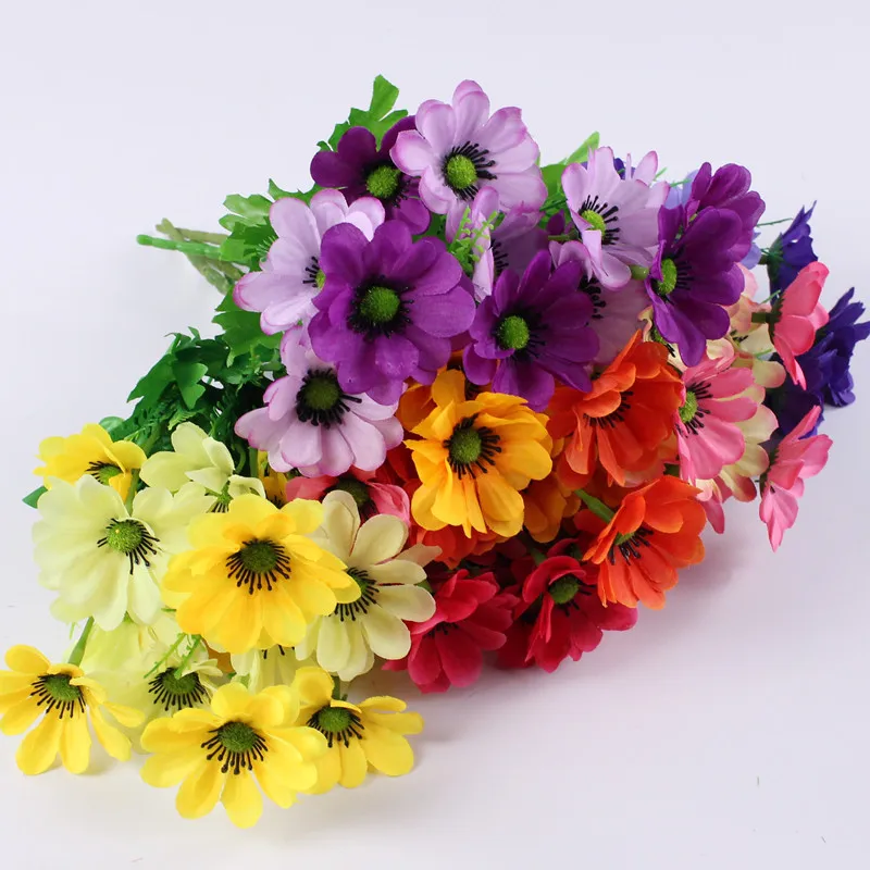 14 Heads Onion Chrysanthemum Artificial Flower Plastic Flower Decorative Flower Artificial Bouquet Small Daisy