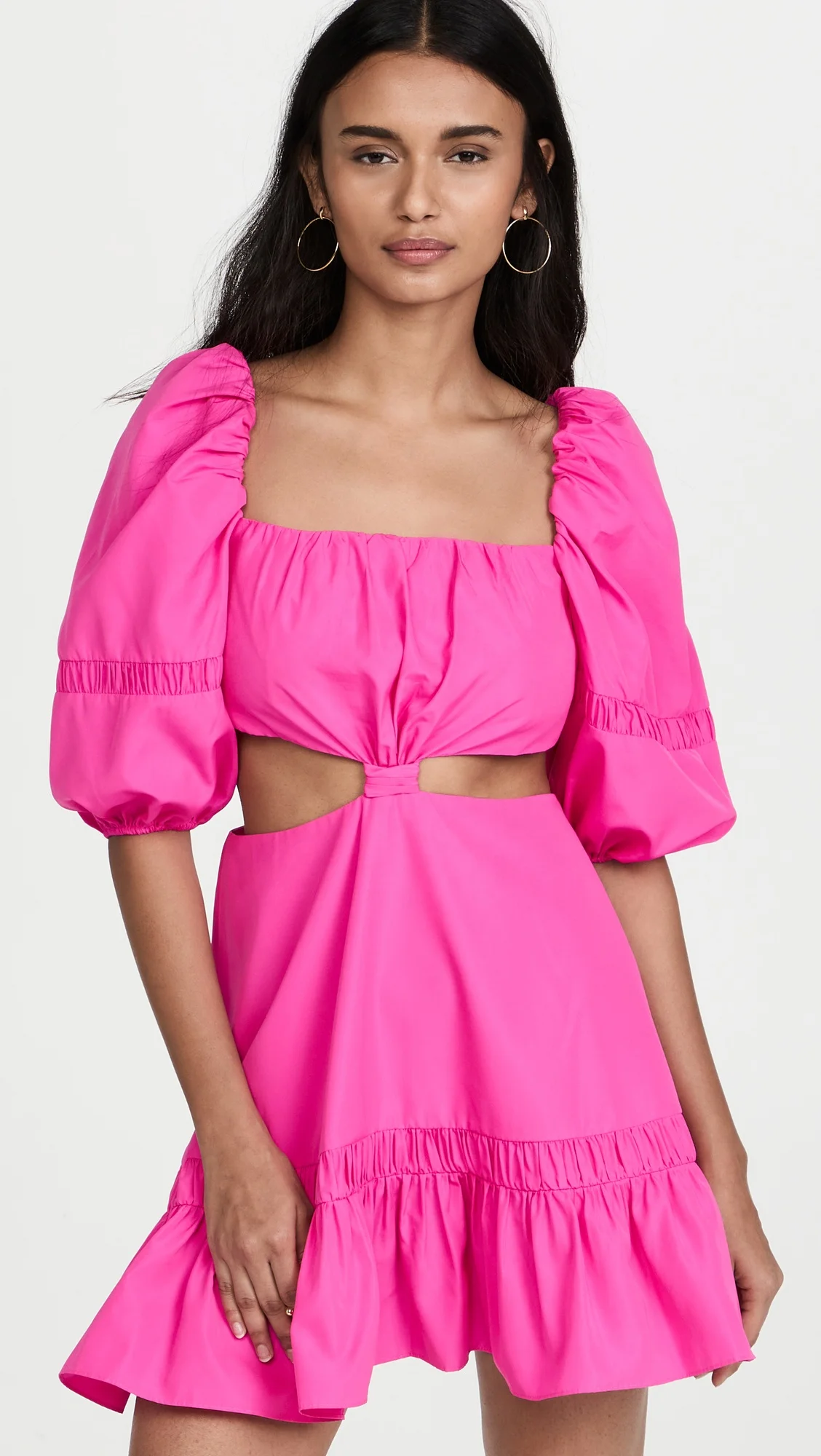 2022 China manufacturer Short sleeve open waist rose red maxi dress Ladies Pink dress